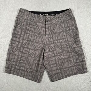 Crazy Shirt Shorts Mens 36 Gray Hawaiian Print Hybrid Casual Preppy Pockets Logo